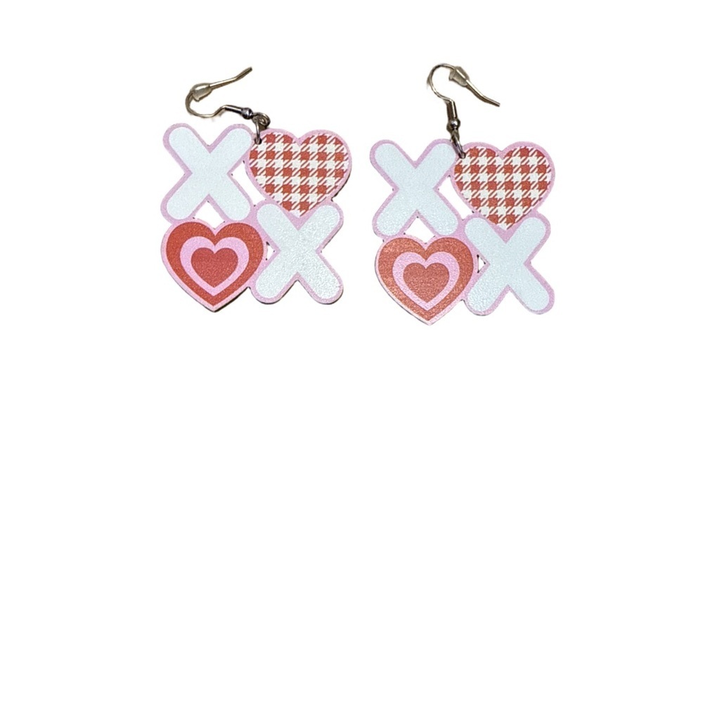 Pink and Red XO Heart Earrings
